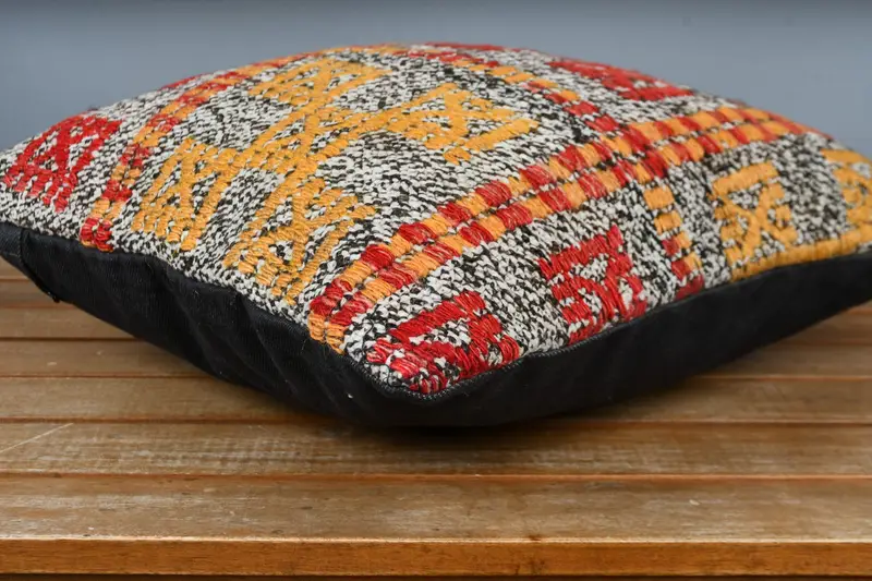 Pillow Cover, Sustainable Pillow Case, Kilim Pillow, 16x16 Yellow Pillow Case, Home Decor Pillow, Wholesale Cushion Case, Vintage Kilim Pillow - 3