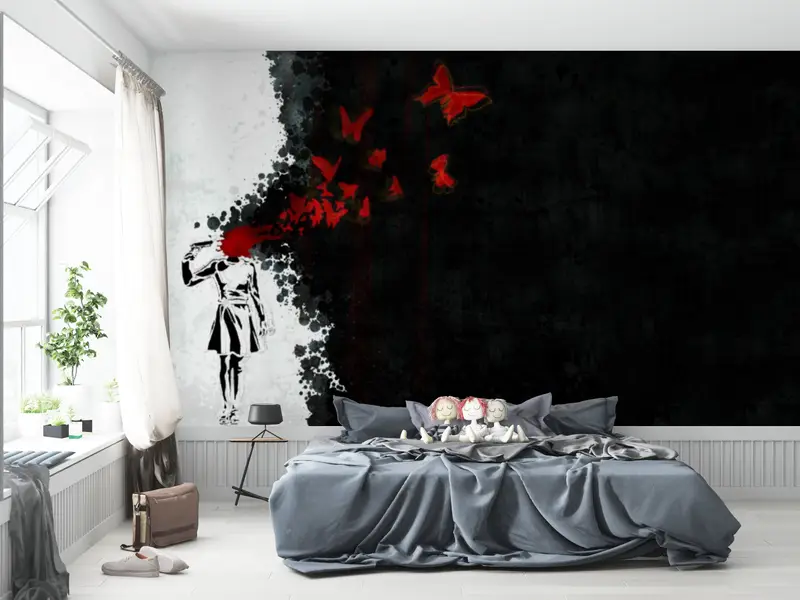 Butterfly Girl Suicide, Butterfly Wall Print, Girl Suicide Wall Paper, Butterfly Girl Suicide Wall Print, - 9