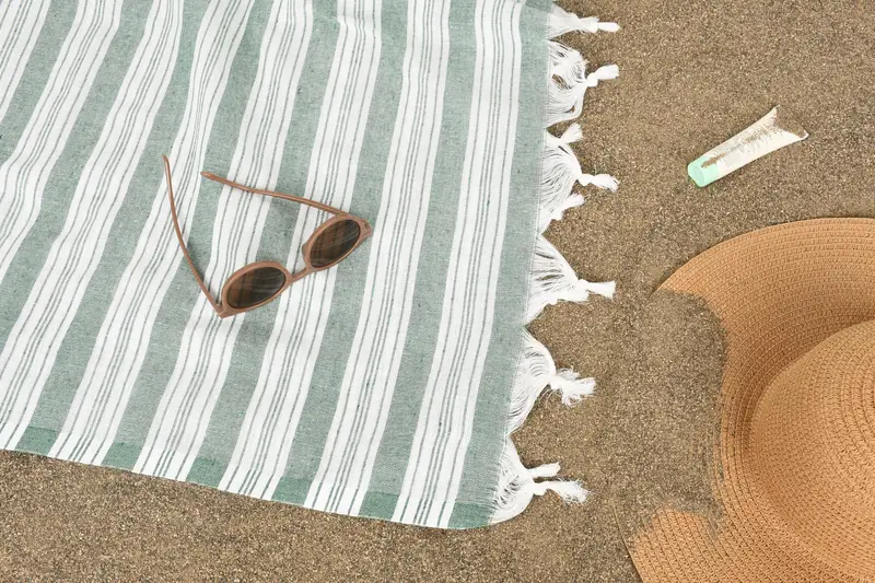 Personalized Turkish Cotton Beach Towel Beige, 70x40 or 100x180 cm