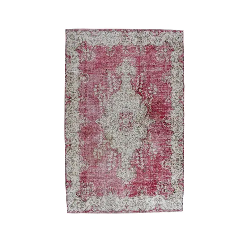 Turkish 6.9x10.8 ft Rug, Oversize Vintage Rug, Red White Moroccan Wool Rug - 1