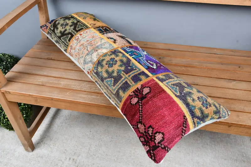 Kilim Pillow, Pillow for Couch, 12x36 Blue Cushion Cover, Floor Cushion, Gift Pillow, Turkish Rugs Pillow Sham, Pillow Sham - 2