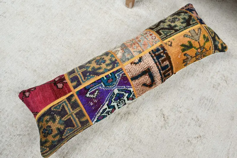 Kilim Pillow, Pillow for Couch, 12x36 Blue Cushion Cover, Floor Cushion, Gift Pillow, Turkish Rugs Pillow Sham, Pillow Sham - 8