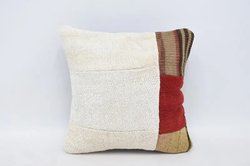 Interior Designer Pillow, Kilim Cushion Sham, Floor Pillow, Pillow Cover, 14x14 White Cushion, Floor Cushion Cover, Gift Pillow - 1