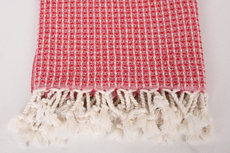 Fringed Turkish towel for poolside, Beach Towel Gift, Bachelorette Party Favor, Embroidered Towel, 68x36 Cotton Waffle Towel, Home Decor Gifts - 3