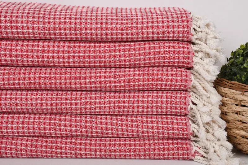 Fringed Turkish towel for poolside, Beach Towel Gift, Bachelorette Party Favor, Embroidered Towel, 68x36 Cotton Waffle Towel, Home Decor Gifts - 2