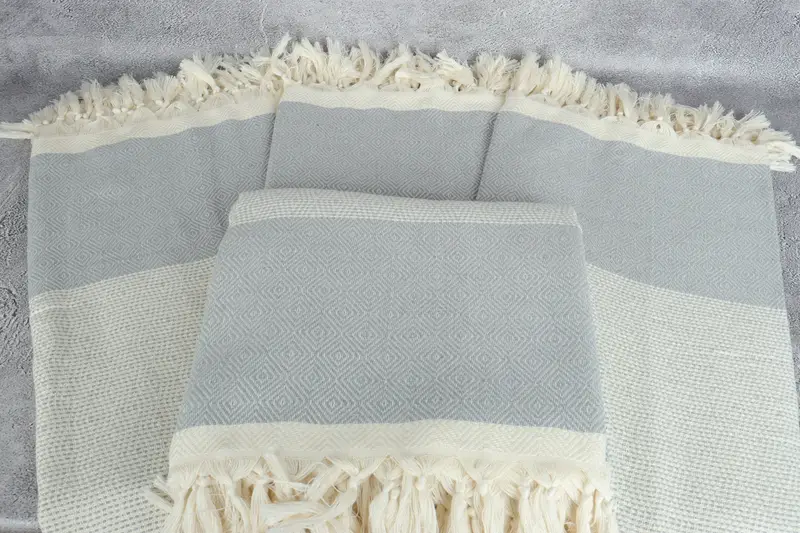 104x80 Cotton Diamond Towel, Turkish Beach Blanket, Custom Blanket, Turkish Blanket, Throw Blanket Couch, Best Friend Gift, Family Gift Basket - 4