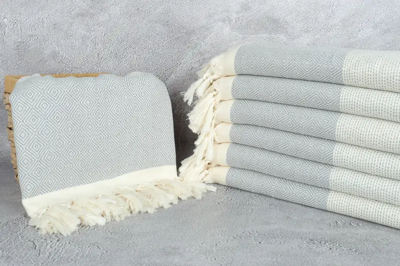 104x80 Cotton Diamond Towel, Turkish Beach Blanket, Custom Blanket, Turkish Blanket, Throw Blanket Couch, Best Friend Gift, Family Gift Basket - 3