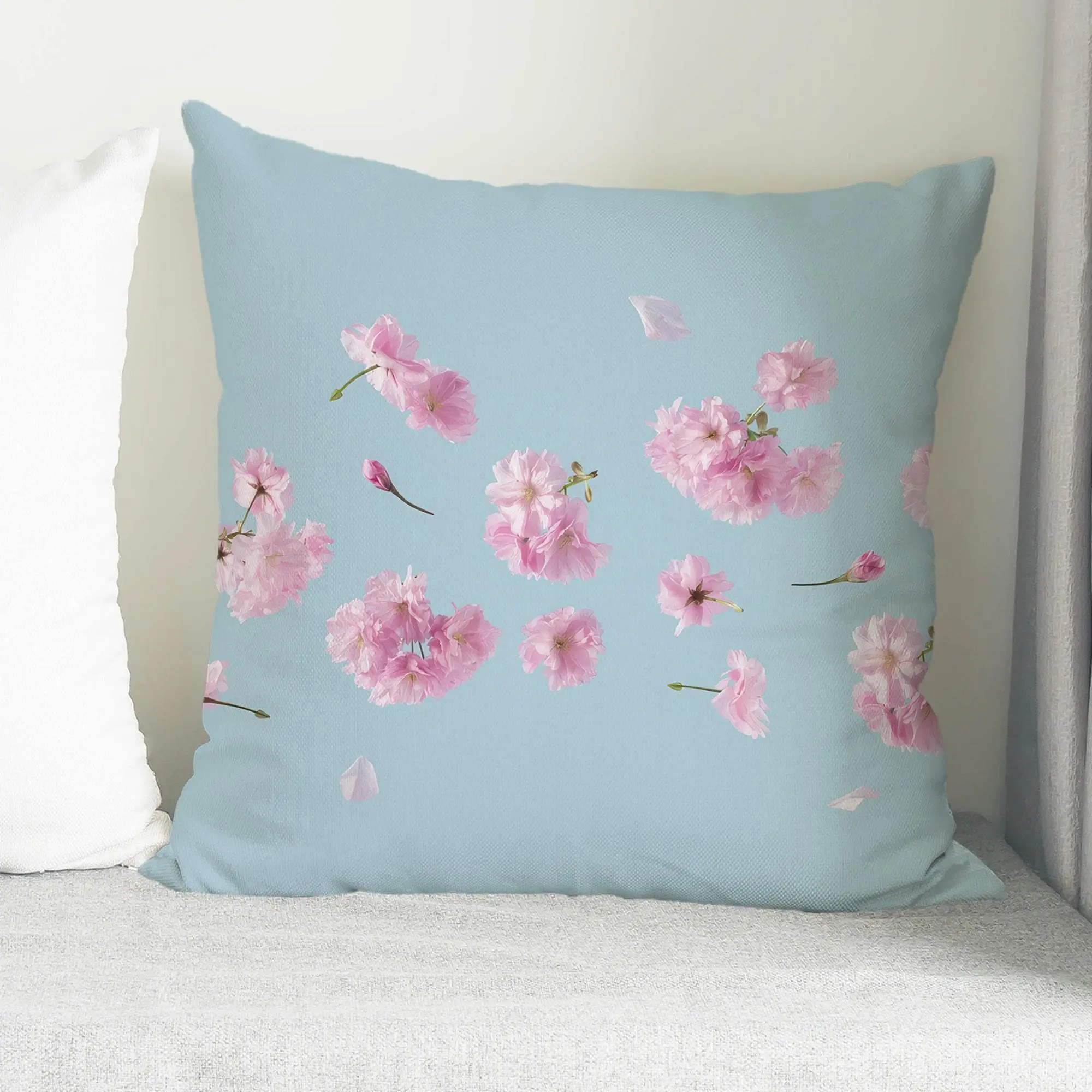 Modern Pink Floral Printed Pillow: Chic Home Decor Accent - 1