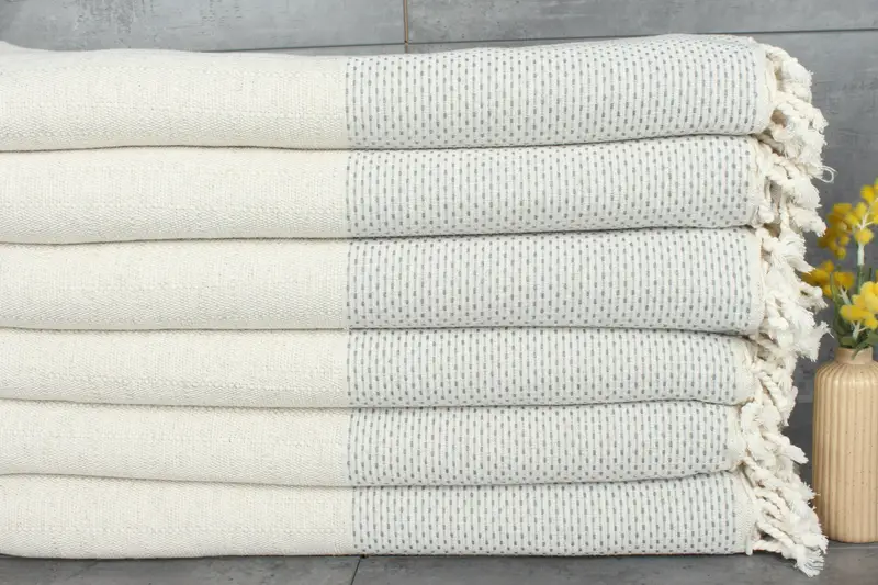 Bridal Shower Gift, Family Gift Basket, 96x96 Cotton Polka Dot Towel, Organic Throw, Tablecloth, Woven Blanket, Wedding Anniversary Gift, Sofa Cover - 1