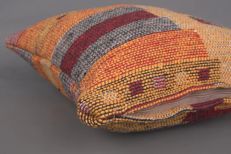 Pillow for Couch, Antique Pillows, 14x14 Yellow Pillow Cover, Vintage Kilim Pillow, Retro Throw Pillow Case, Cushion Cover - 6