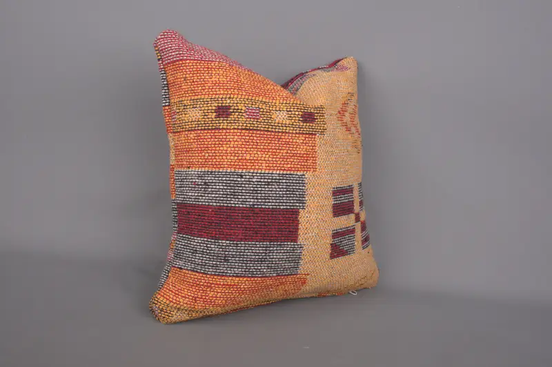 Pillow for Couch, Antique Pillows, 14x14 Yellow Pillow Cover, Vintage Kilim Pillow, Retro Throw Pillow Case, Cushion Cover - 2