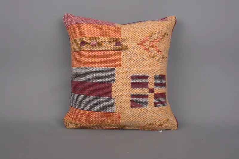 Pillow for Couch, Antique Pillows, 14x14 Yellow Pillow Cover, Vintage Kilim Pillow, Retro Throw Pillow Case, Cushion Cover - 4