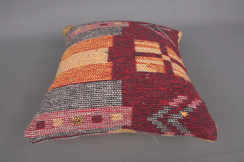 Pillow for Couch, Antique Pillows, 14x14 Yellow Pillow Cover, Vintage Kilim Pillow, Retro Throw Pillow Case, Cushion Cover - 7
