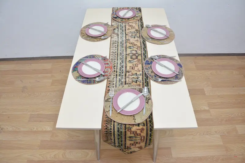 Bohemian Beige & Bronze Rectangle Placemats, Steampunk Decor