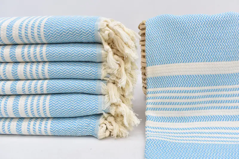Wedding Towel Turkish Bath Towel 66x40, Handwoven Blue Organic Cotton