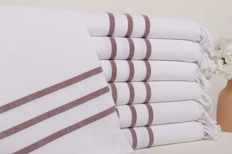 Personalized Monogram Beach Towel Burgundy Stripes, 40x71 Inches