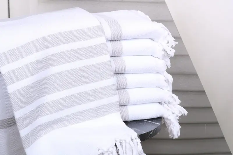 Gift for Coworker Bulk Chevron Towel Light Gray 40x71 Inches