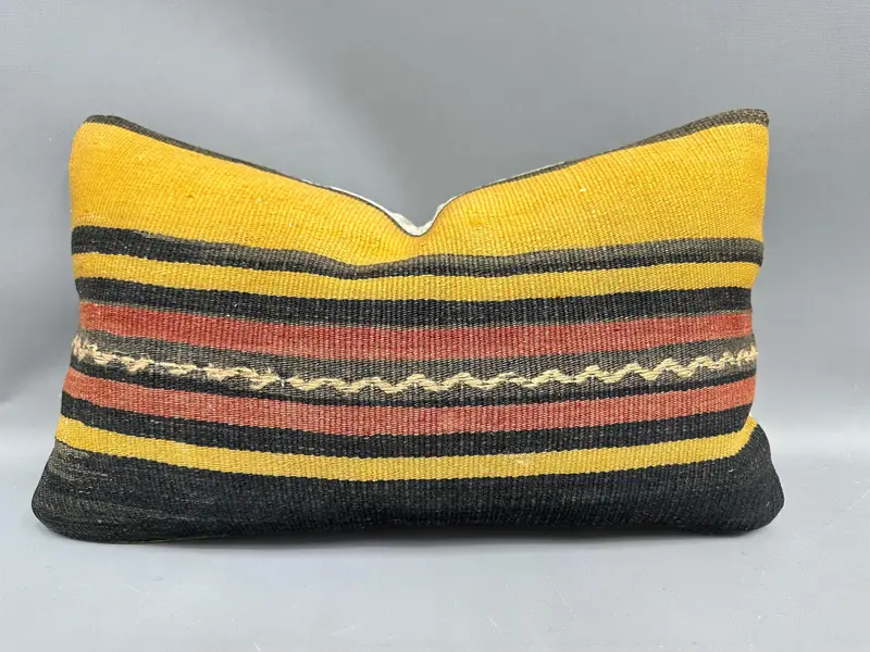 Boho Pillow, 12x20 Yellow Cushion, Interior Designer Pillow, Pillow Sham, Kilim Pillow, Nautical Throw Pillow Case, Garden Pillow Case - 1
