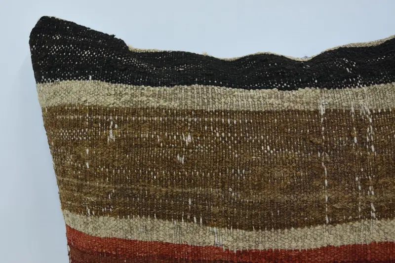 24x24 Brown Pillow Case, Boho Pillow Sham Cover, Handmade Kilim Cushion, Bolster Cushion Cover, Pillow Cover, Vintage Kilim Throw Pillow - 2