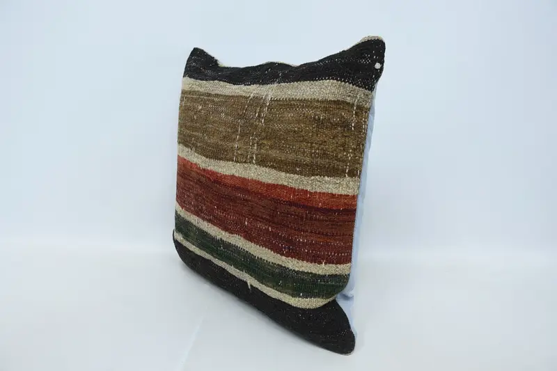 24x24 Brown Pillow Case, Boho Pillow Sham Cover, Handmade Kilim Cushion, Bolster Cushion Cover, Pillow Cover, Vintage Kilim Throw Pillow - 4