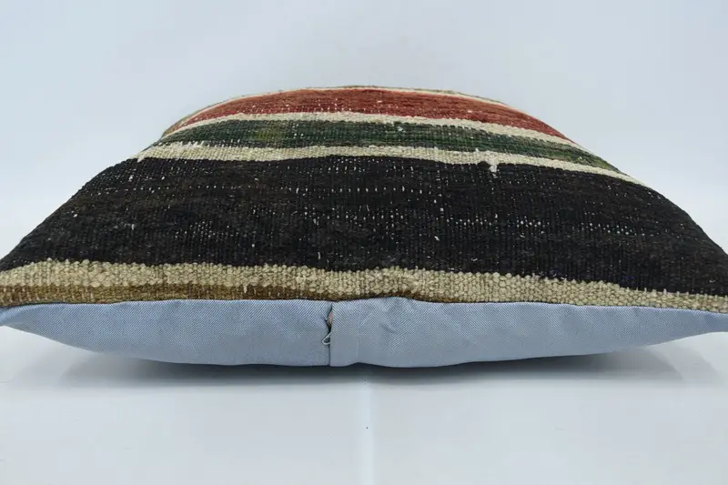 24x24 Brown Pillow Case, Boho Pillow Sham Cover, Handmade Kilim Cushion, Bolster Cushion Cover, Pillow Cover, Vintage Kilim Throw Pillow - 5