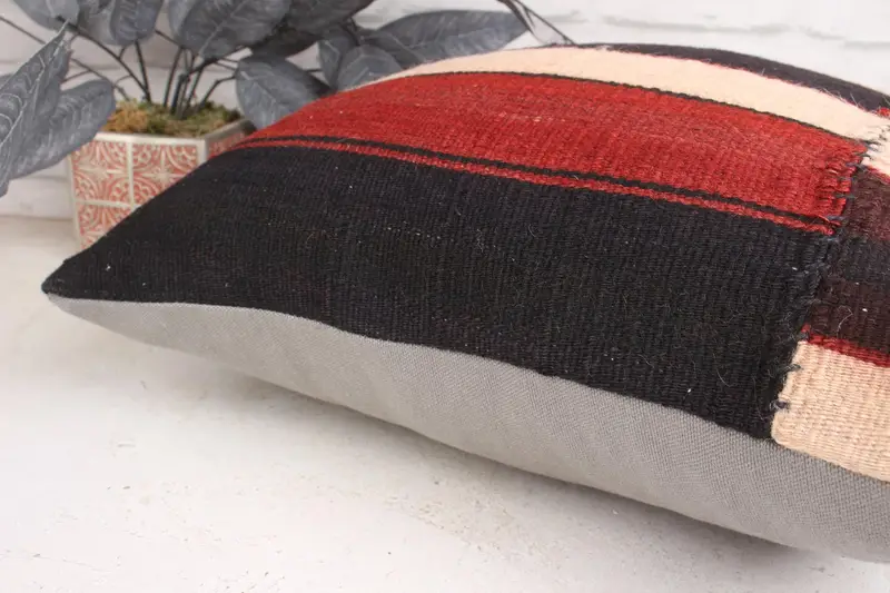 Throw Kilim Pillow, Sofa Bolster Pillow Sham, Cushion Case, 18x18 Red Pillow, Interior Designer Pillow, Gift Pillow, Yoga Cushion Case - 7