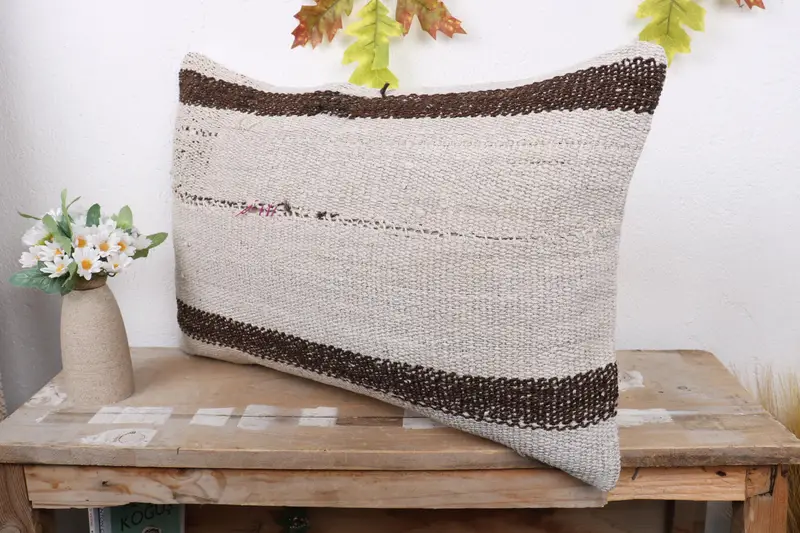 Yoga Pillow, Antique Pillows, Kilim Pillow Cover, 16x24 White Pillow Sham, Gift Pillow, Handmade Rug Seat Cushion, Pillow Cover, Pet Cushion Cover - 4