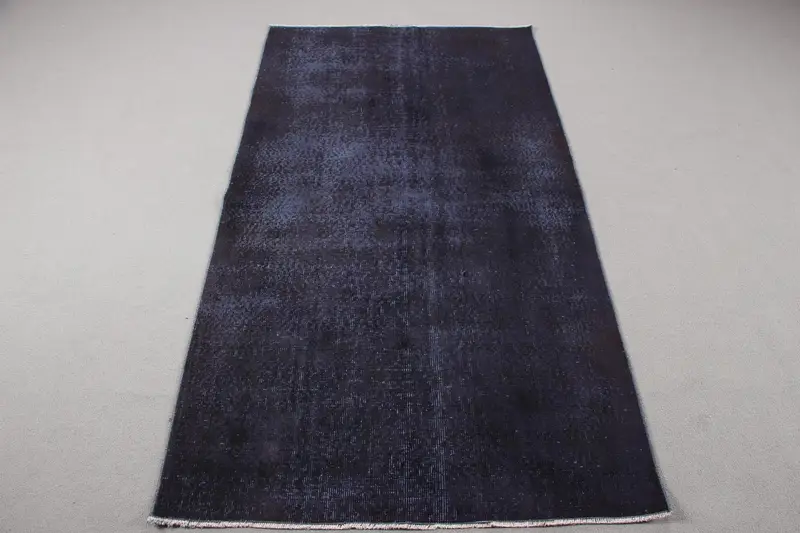 Black and Blue Geometric Rug, 3.6x6.7 ft Elegant Design