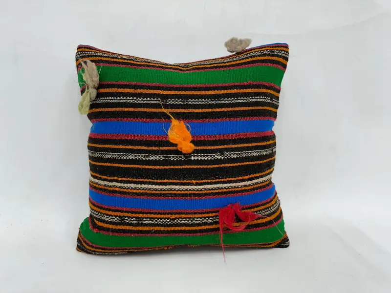 Antique Pillows, Handmade Kilim Cushion, Boho Pillow Sham Cover, Art Deco Cushion, 18x18 Green Pillow, Meditation Pillow, Pillow Cover - 1