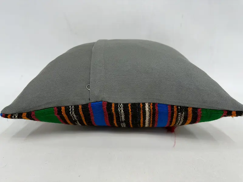 Antique Pillows, Handmade Kilim Cushion, Boho Pillow Sham Cover, Art Deco Cushion, 18x18 Green Pillow, Meditation Pillow, Pillow Cover - 7