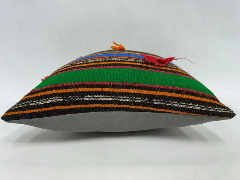 Antique Pillows, Handmade Kilim Cushion, Boho Pillow Sham Cover, Art Deco Cushion, 18x18 Green Pillow, Meditation Pillow, Pillow Cover - 5