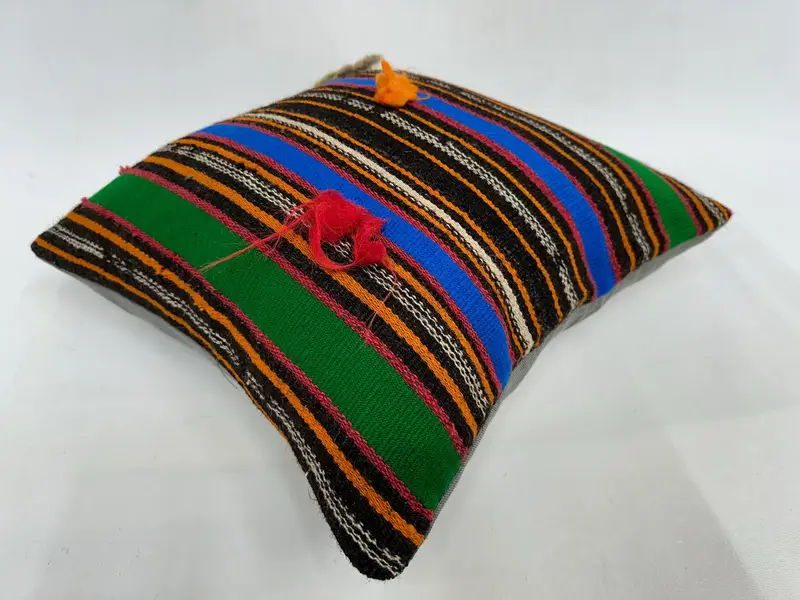 Antique Pillows, Handmade Kilim Cushion, Boho Pillow Sham Cover, Art Deco Cushion, 18x18 Green Pillow, Meditation Pillow, Pillow Cover - 6