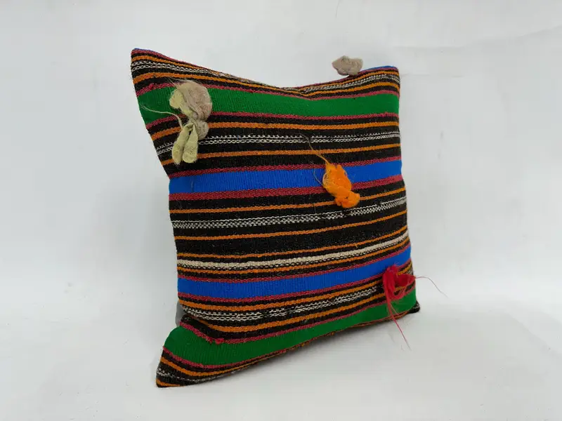 Antique Pillows, Handmade Kilim Cushion, Boho Pillow Sham Cover, Art Deco Cushion, 18x18 Green Pillow, Meditation Pillow, Pillow Cover - 3