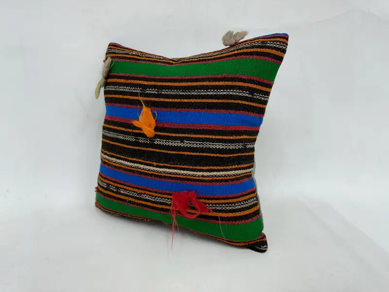 Antique Pillows, Handmade Kilim Cushion, Boho Pillow Sham Cover, Art Deco Cushion, 18x18 Green Pillow, Meditation Pillow, Pillow Cover - 4