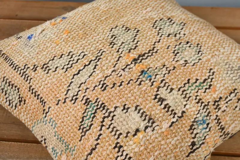 Knitted Pillow Sham, Turkish Kilim Pillow, Kilim Pillow Cover, Pillow, Handmade Kilim Cushion, Hippie Throw Pillow Sham, 12x12 Orange Pillow Sham - 4