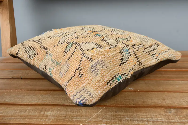 Knitted Pillow Sham, Turkish Kilim Pillow, Kilim Pillow Cover, Pillow, Handmade Kilim Cushion, Hippie Throw Pillow Sham, 12x12 Orange Pillow Sham - 3