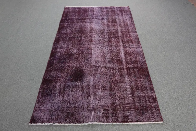 パープルペルシャ絨毯、3.6x7フィートのエレガントな装飾