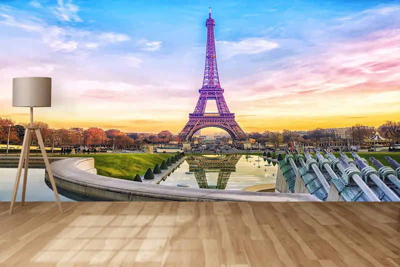 Baskılı Eyfel Kulesi Duvar Kağıdı: Paris Manzarası Şıklığı