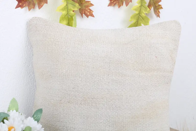 Kilim Cushion Sham, 14x14 White Cushion Cover, Antique Pillows, Pillow Cover, Home Decor Pillow, Personalized Gift Pillow Pillow Sham - 5