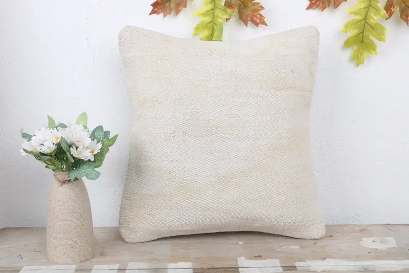 Kilim Cushion Sham, 14x14 White Cushion Cover, Antique Pillows, Pillow Cover, Home Decor Pillow, Personalized Gift Pillow Pillow Sham - 2
