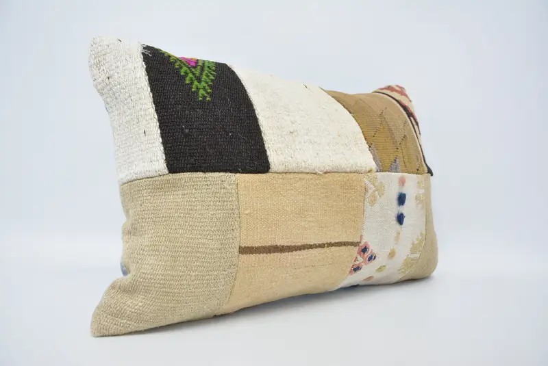 Cushion Cover, Designer Throw Pillow, 16x24 Beige Cushion, Anatolian Pillow Cover, Handmade Kilim Cushion, Pillow for Sofa, Pillow for Couch - 3