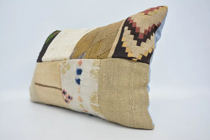 Cushion Cover, Designer Throw Pillow, 16x24 Beige Cushion, Anatolian Pillow Cover, Handmade Kilim Cushion, Pillow for Sofa, Pillow for Couch - 4