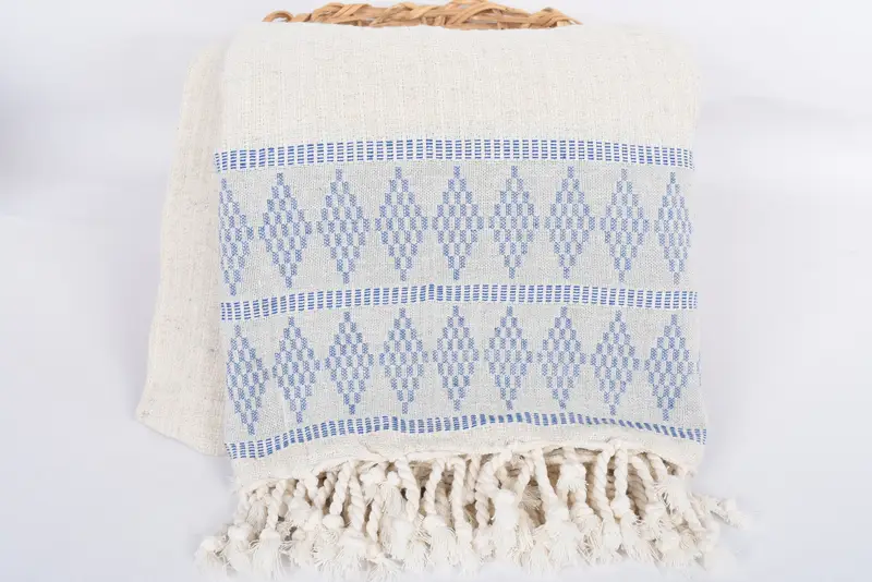 Woven Throw Blanket, Woven Blanket, Custom Blanket, Bridal Shower Favor, Monogram Beach Blanket, Best Wedding Gift, 100x88 Cotton Kilim Design Towel - 5
