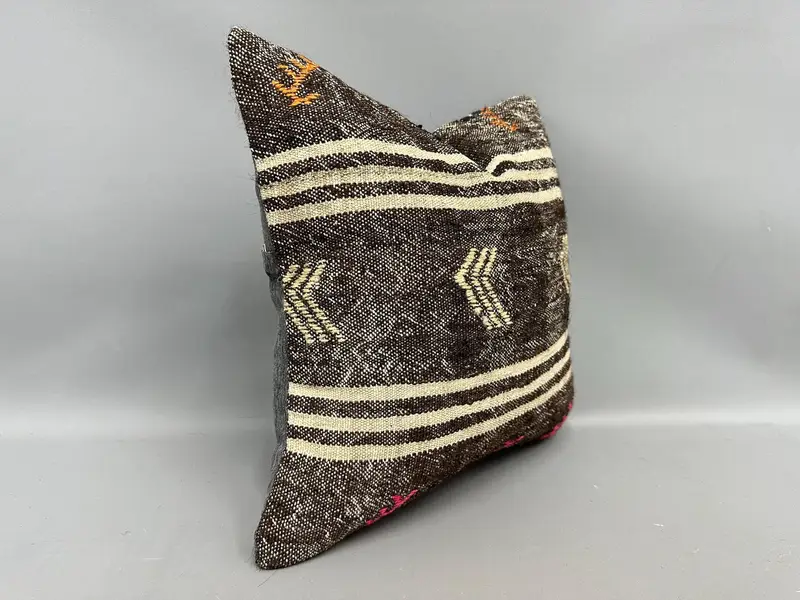 Home Decor Pillow, 18x18 Brown Pillow Sham, Pillow Sham, Kilim Pillow Cover, Vintage Pillow, Outdoor Throw Pillow Case, Art Deco Pillow - 2