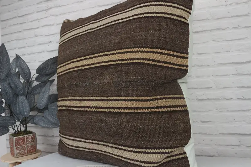 Pillow for Couch, Cushion, Authentic Cushion Case, Turkish Kilim Pillow, 32x32 Brown Pillow Case, Pillow for Sofa, Armchair Cushion Cover - 4