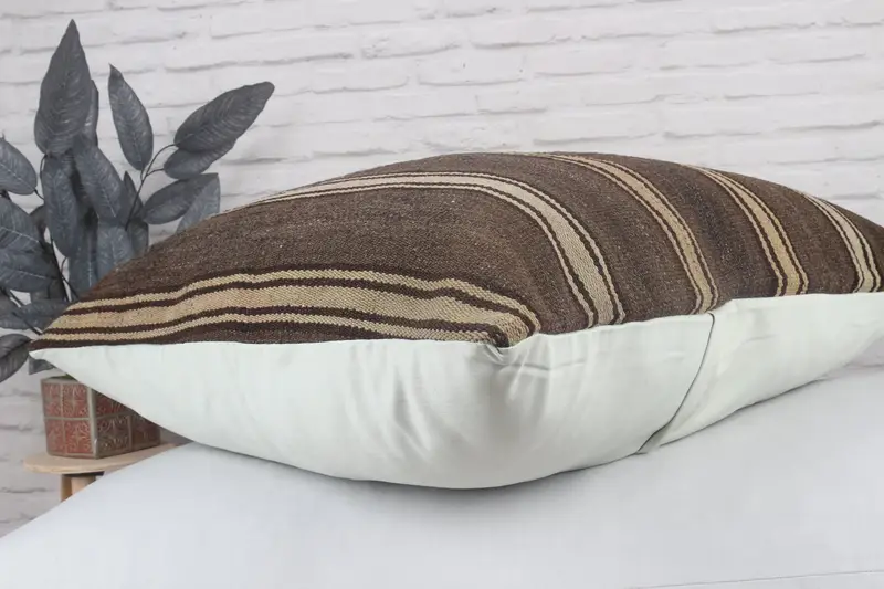 Pillow for Couch, Cushion, Authentic Cushion Case, Turkish Kilim Pillow, 32x32 Brown Pillow Case, Pillow for Sofa, Armchair Cushion Cover - 7