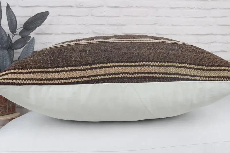 Pillow for Couch, Cushion, Authentic Cushion Case, Turkish Kilim Pillow, 32x32 Brown Pillow Case, Pillow for Sofa, Armchair Cushion Cover - 6