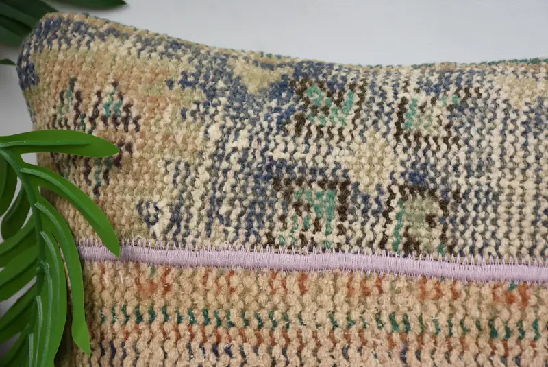Kilim Pillow, 12x24 Blue Cushion Case, Ottoman Pillow Cover, Pillow, Vintage Kilim Throw Pillow, Turkish Pillow, Square Throw Pillow Case - 2