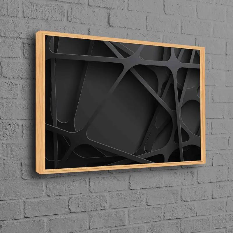 Soyut Siyah Metalik Etkisi Çağdaş 3D Moda Kanvas Tablo