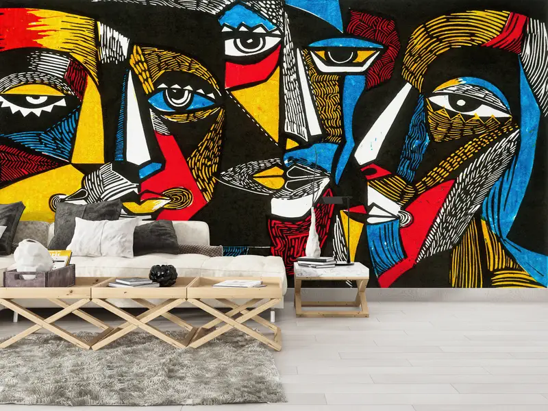 Contemporary Printed Wallpaper: Surreal Abstract Human Portraits